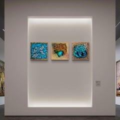 Triptych "Melodies of the Day"/ Floral 3d impasto painting / abstract moody art-