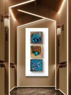 Triptychon "Melodien des Tages"/ Florale 3d Impasto Malerei / abstrakte stimmungsvolle Kunst-