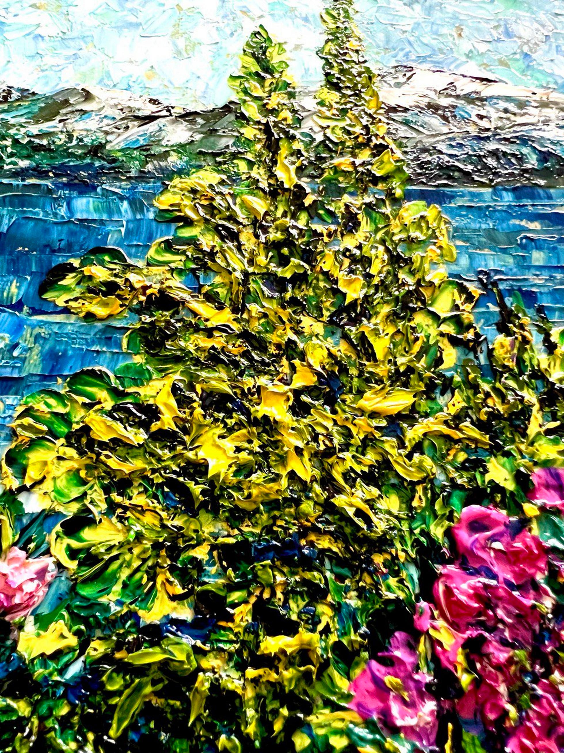 Walensee. Impression von Heidiland. Originales Öl- Impasto-Gemälde, Impressionismus. – Painting von Vik Schroeder 