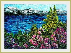 Walensee. Impression of Heidiland. Original oil impasto painting, impressionism.