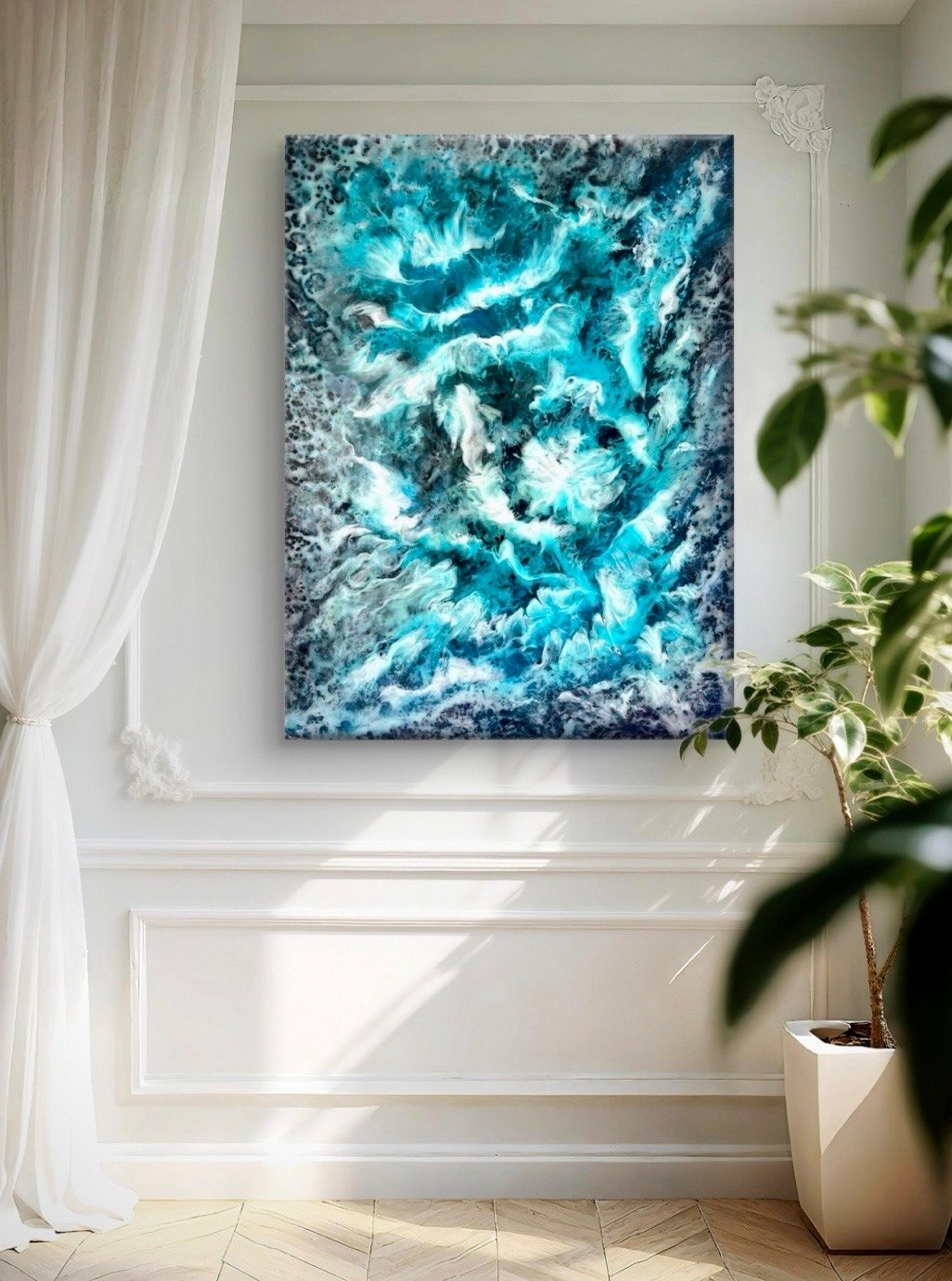 Vik Schroeder  Abstract Painting - Water and Sky dancing. Interior Abstract / Clouds in the blue ocean / Sea, waves
