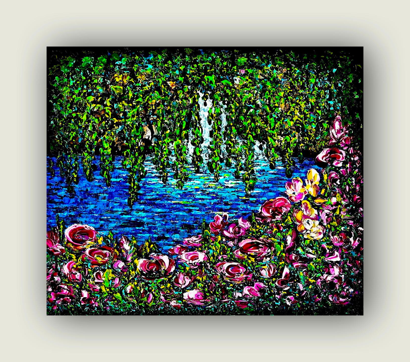 Watkins Glen State Park à New York Peinture à l'huile impressionniste Impasto.    en vente 5