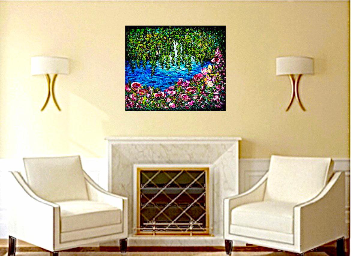 Watkins Glen State Park in New York City. Impasto impressionism oil painting.    For Sale 11