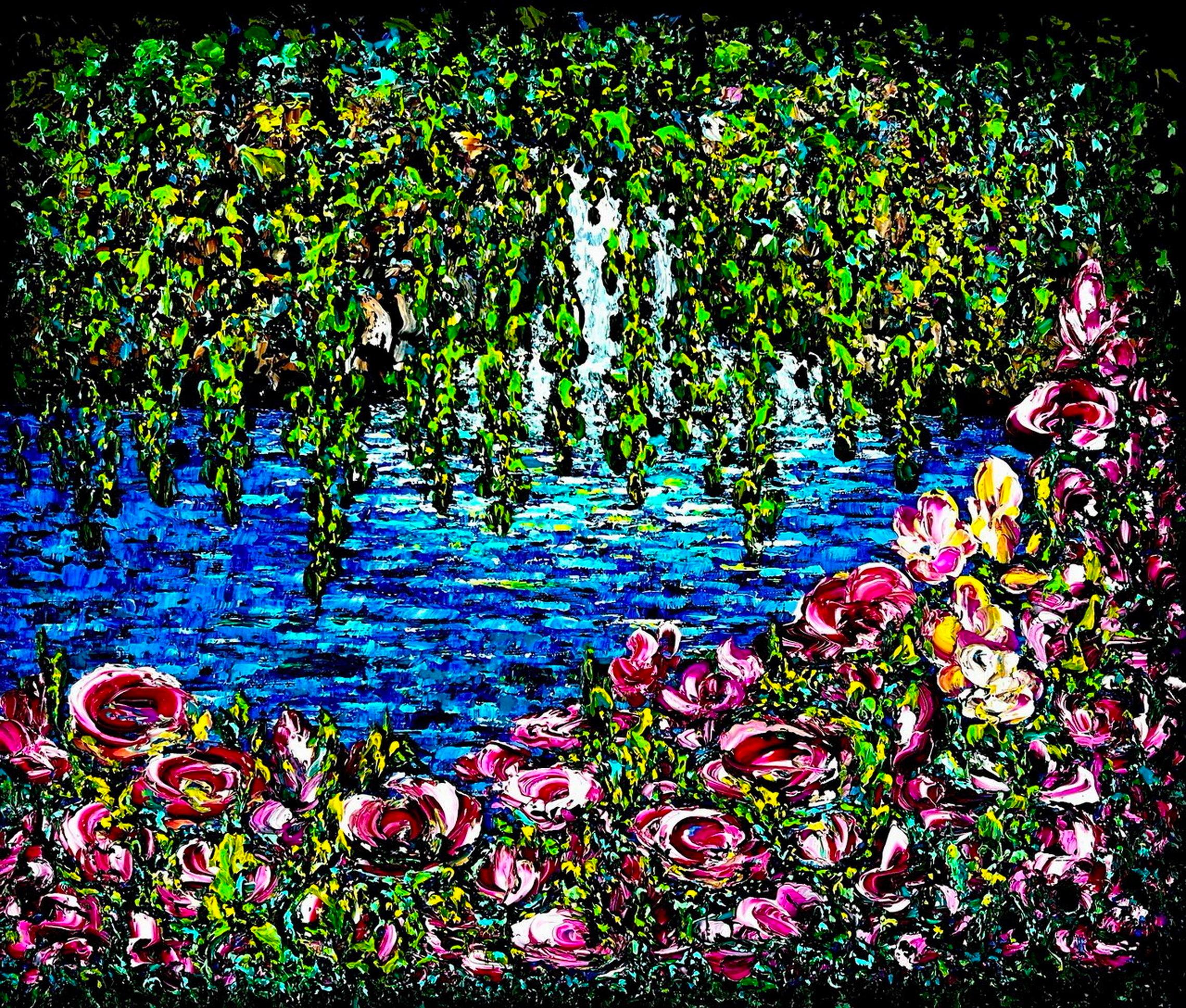 Watkins Glen State Park in New York City. Impasto Impressionismus Ölgemälde.   