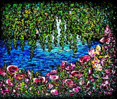 Watkins Glen State Park a New York. Impasto impressionismo pittura ad olio.