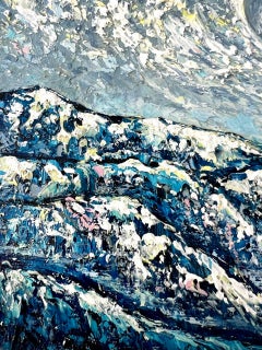 Waves in the sky over Thunersee / Impasto fine art/ Impressionism/ landscape /3d