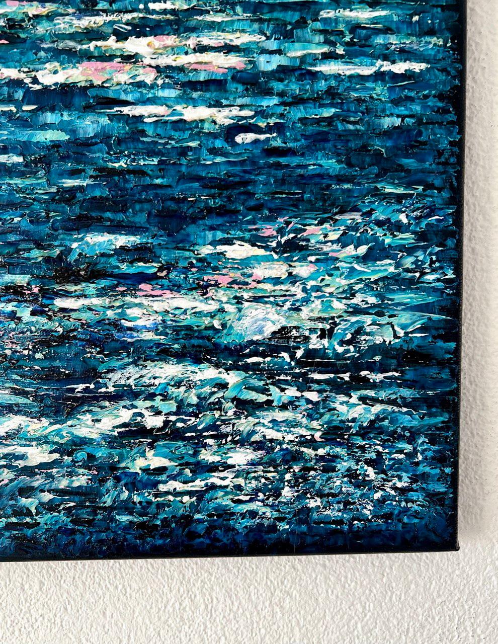Waves in the sky over Thunersee / Impasto fine art. Style impressionniste. - Impressionnisme Painting par Vik Schroeder 