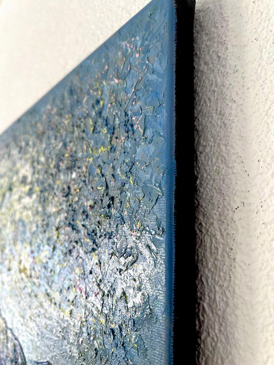 Waves in the sky over Thunersee / Impasto fine art. Style impressionniste. - Bleu Interior Painting par Vik Schroeder 