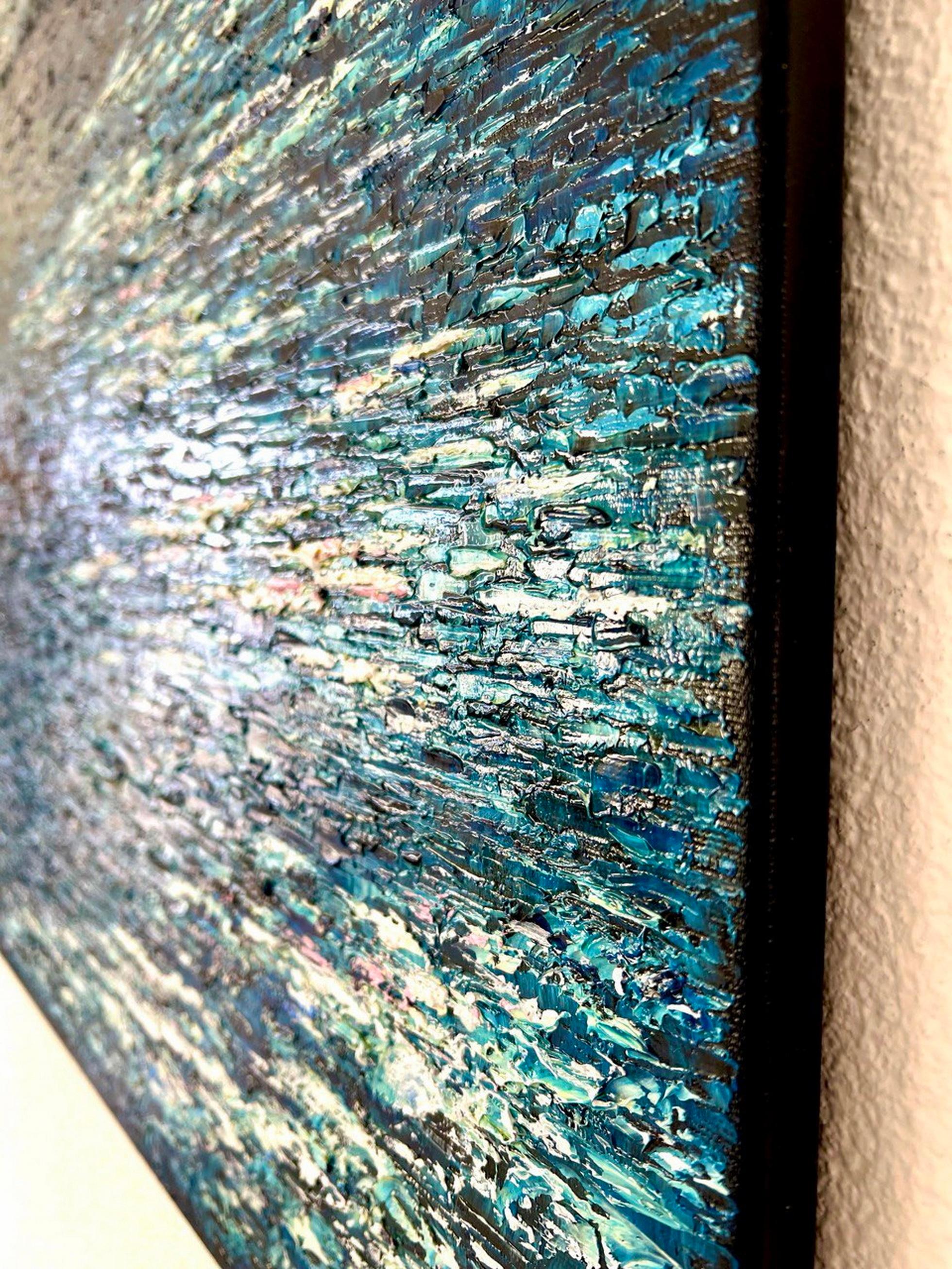 Waves in the sky over Thunersee / Impasto fine art. Style impressionniste. en vente 1