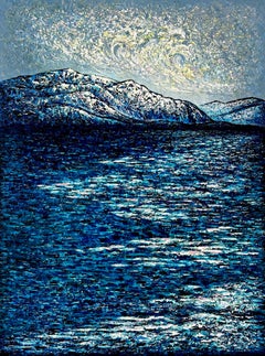 Olas en el cielo de Thunersee / Impasto fine art. Estilo impresionista.
