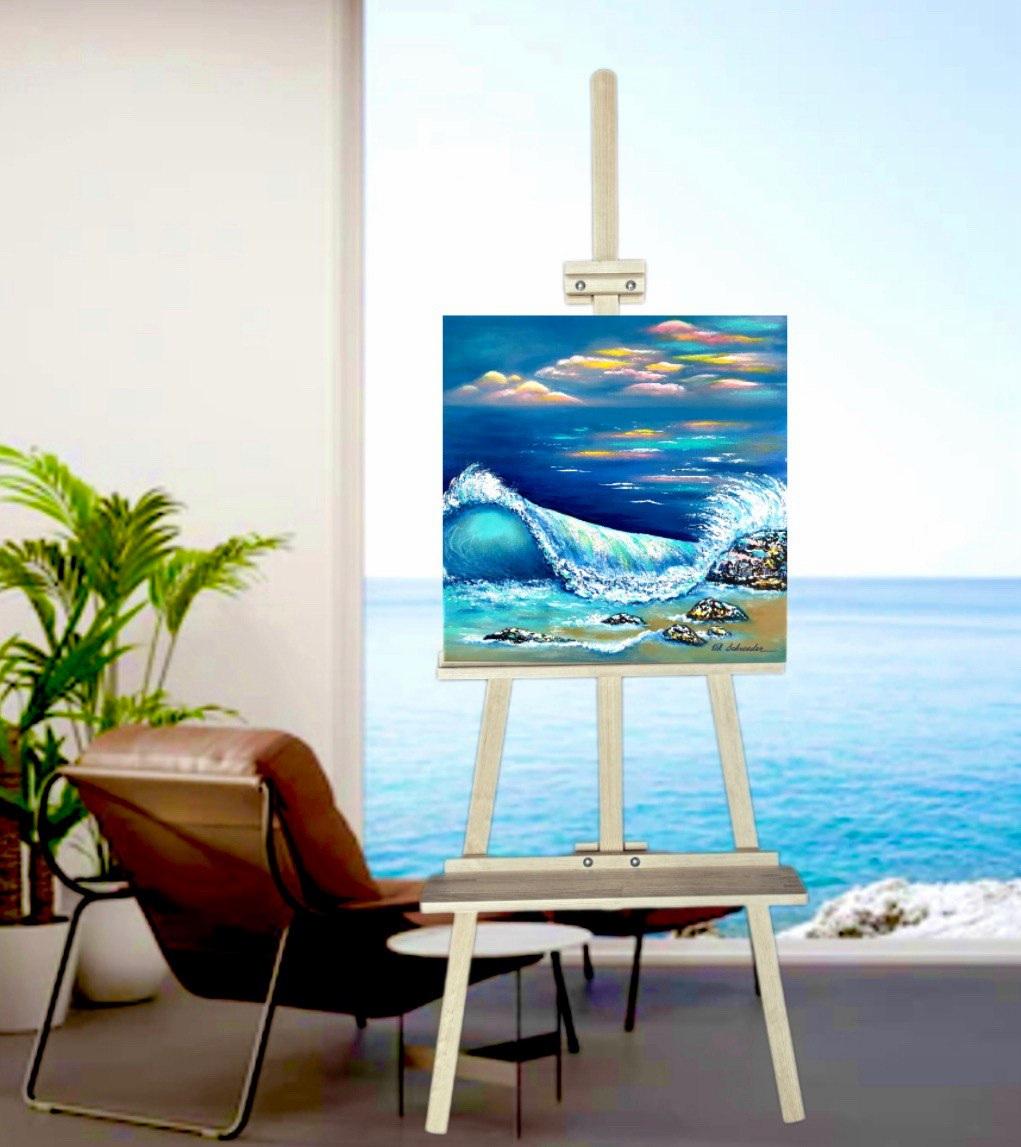 When the sea merges with the sky. Impressionism oil painting / wave / Gift Art. - Abstract Impressionist Painting by Vik Schroeder 