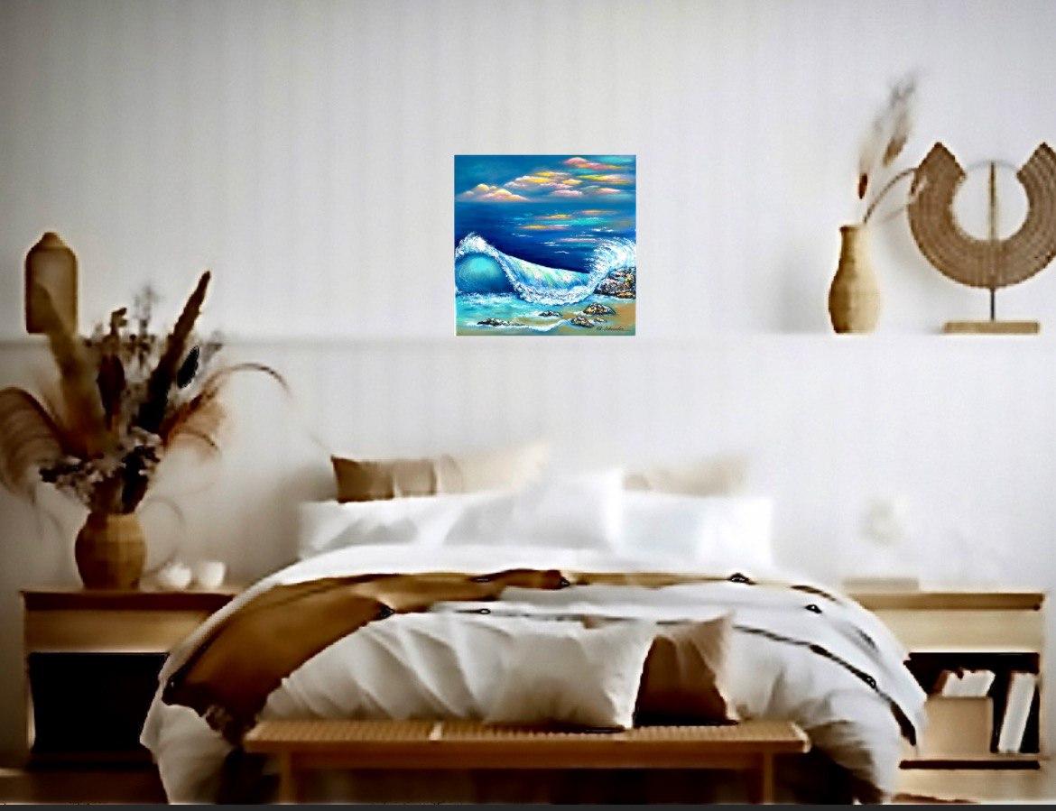 When the sea merges with the sky. Impressionism oil painting / wave / Gift Art. For Sale 4