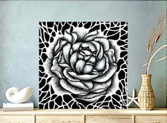 Wi-Fi // Abstract painting black & white moody floristics monochrome signed art.