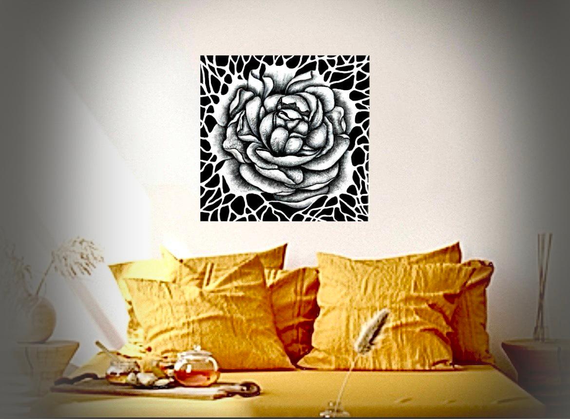 Wi-Fi / Abstrakt / Schwarz-Weiß-Blumen-/Blumenmalerei. im Angebot 8