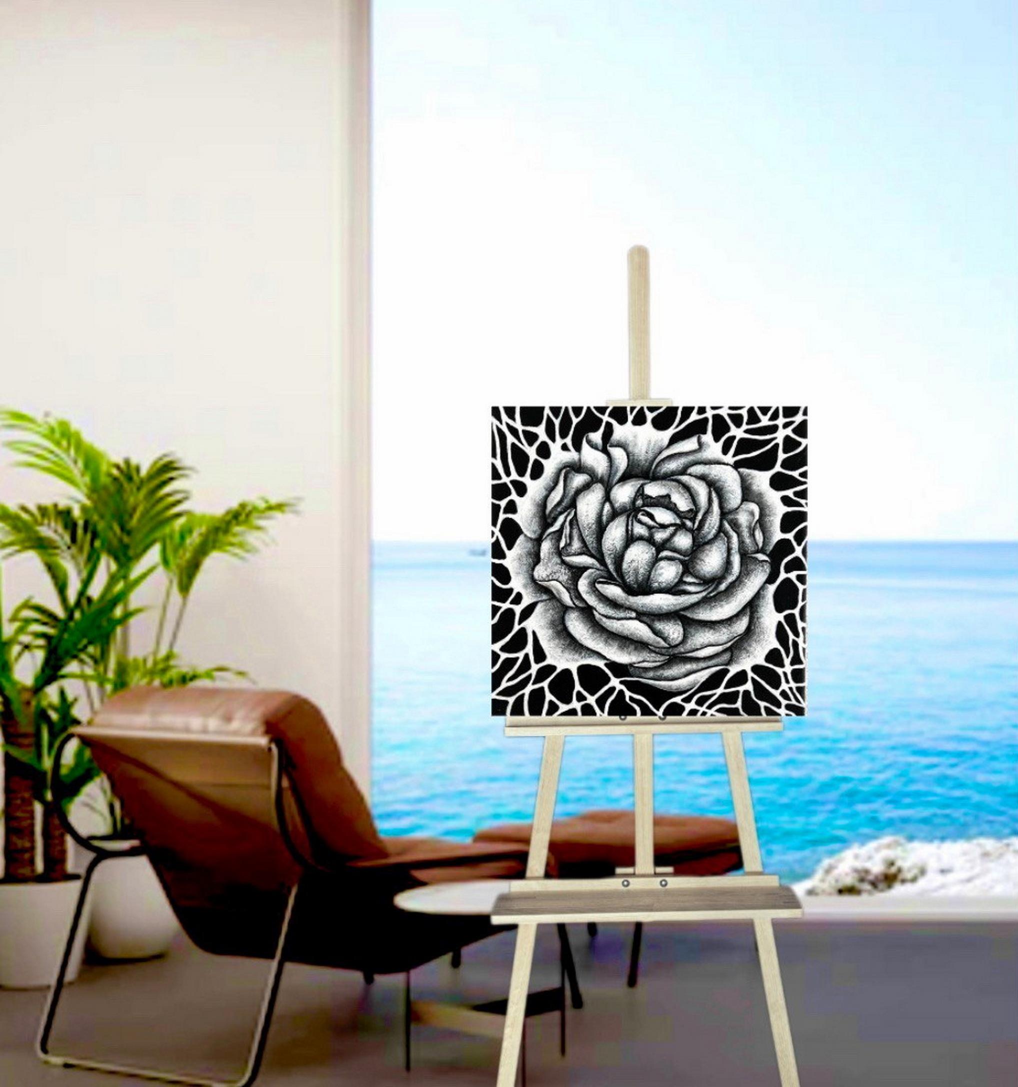 Wi-Fi / Abstrakt / Schwarz-Weiß-Blumen-/Blumenmalerei. im Angebot 10