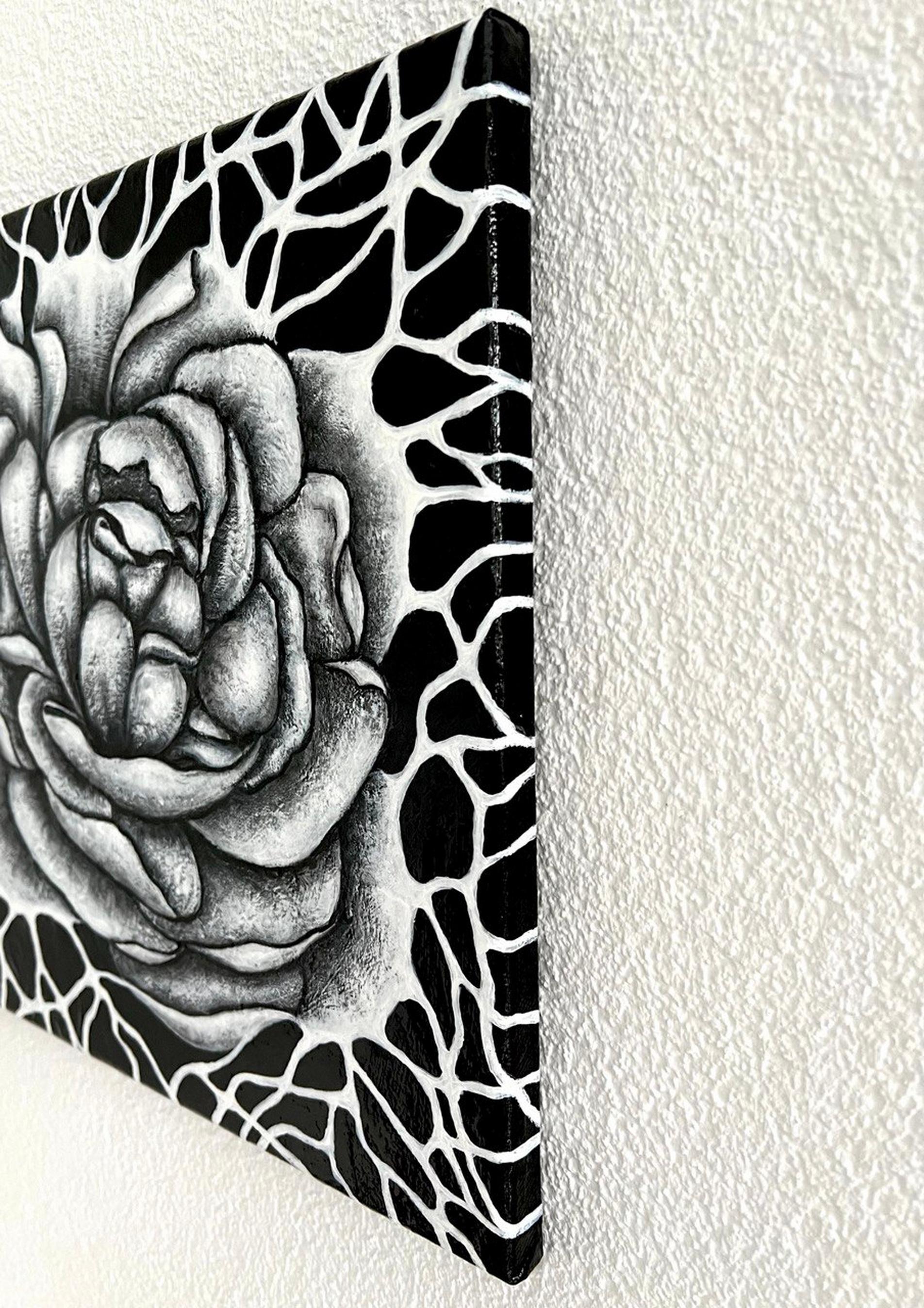 Wi-Fi / Abstrakt / Schwarz-Weiß-Blumen-/Blumenmalerei. – Painting von Vik Schroeder 