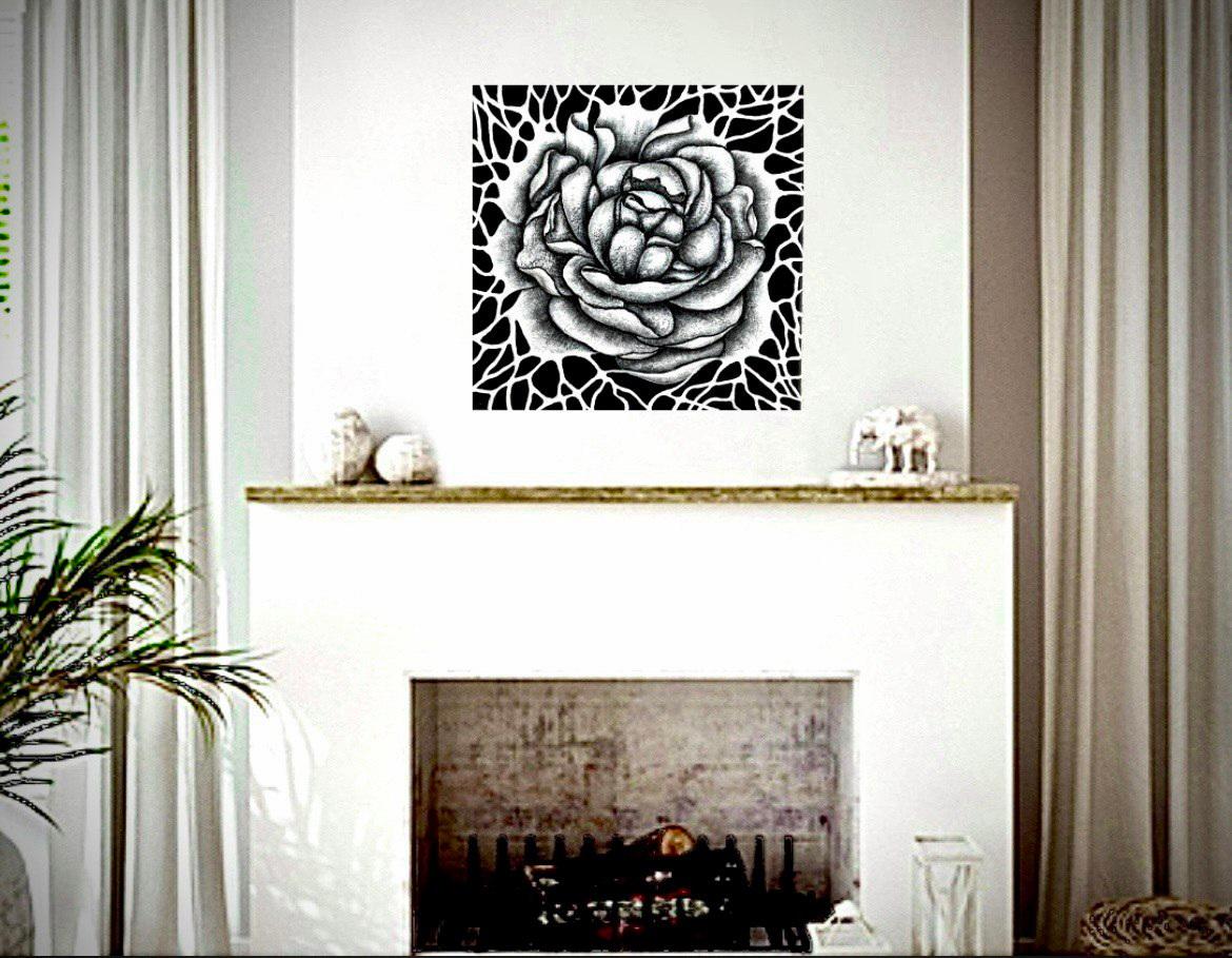 Wi-Fi / Abstrakt / Schwarz-Weiß-Blumen-/Blumenmalerei. im Angebot 4