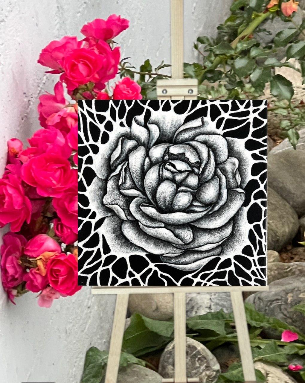 Wi-Fi / Abstrakt / Schwarz-Weiß-Blumen-/Blumenmalerei. im Angebot 5