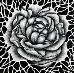Wi-Fi / Abstrait / peinture de fleurs en noir et blanc.