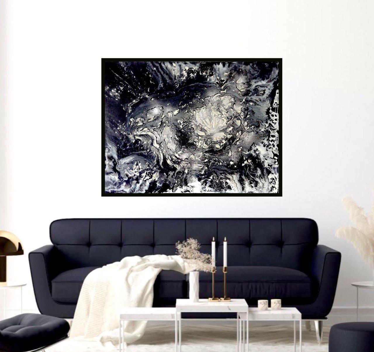 Flor de invierno / Publicado en el libro de arte CELEBRITY MASTERS /Abstracto monocromo. - Mixed Media Art Expresionismo abstracto de Vik Schroeder 