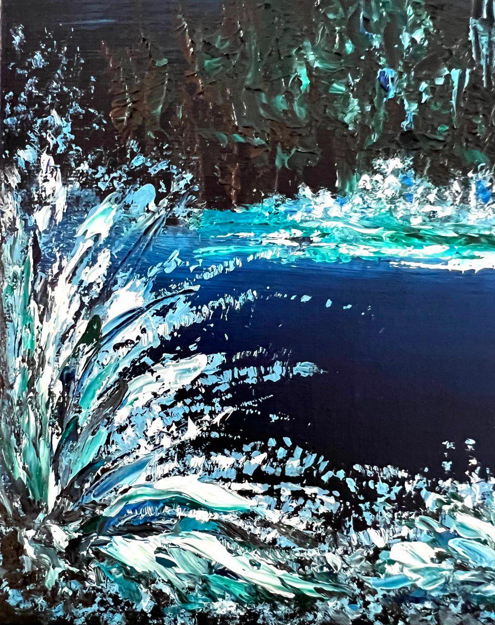 Fiaba d'inverno / Impressionismo / Olio / Inverno, neve, cielo, aurora boreale. in vendita 5