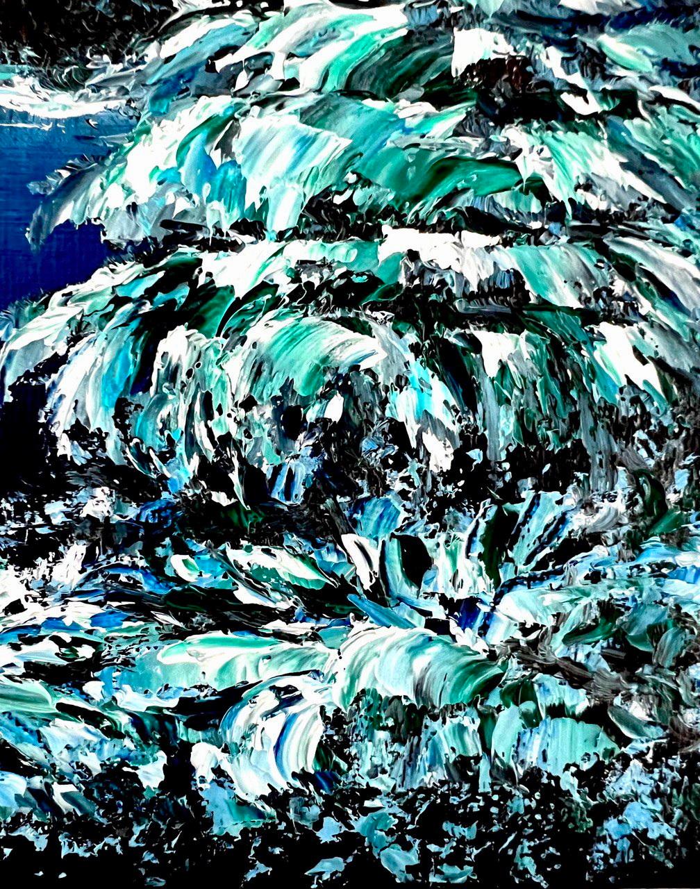 Fiaba d'inverno / Impressionismo / Olio / Inverno, neve, cielo, aurora boreale. - Painting di Vik Schroeder 