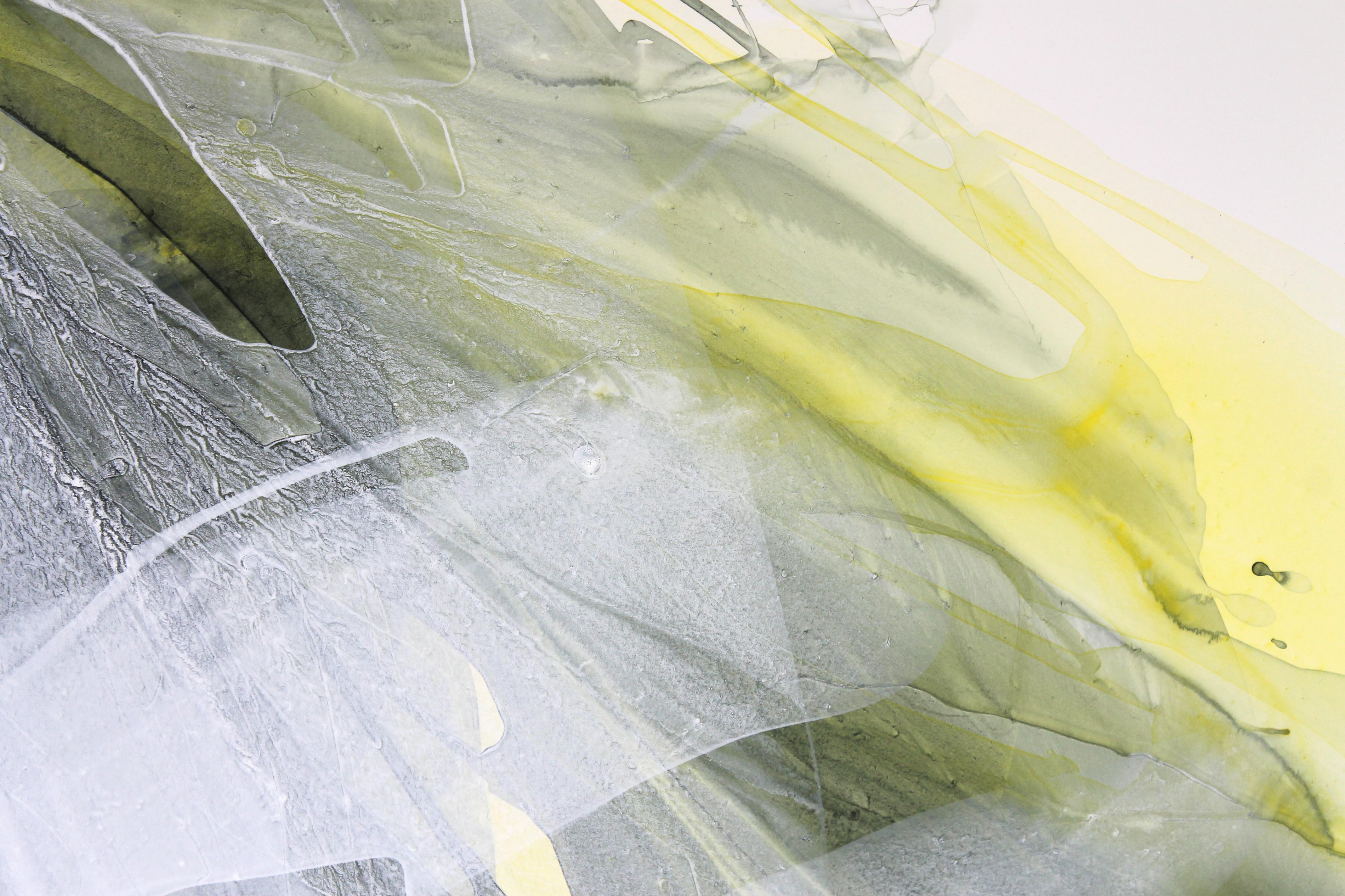 Greenery Floral Abstraction, acylic painting on synthetic paper - Painting by Vika Flartina (Viktoriia Epifanova)