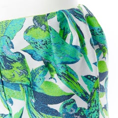 VIKA GAZINSKAYA white green leaf jungle jacquard high waisted trousers FR38
