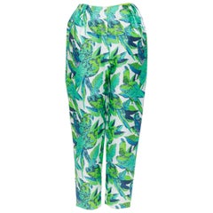 VIKA GAZINSKAYA white green leaf jungle jacquard high waisted trousers FR38