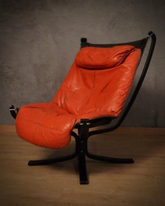 Sedia Viking Club di Poltrona Frau in pelle rossa, Art Deco Modern