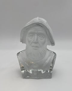 Viking Glass Fisherman Bust Sculpture, Paperweight or Bookend,  United States