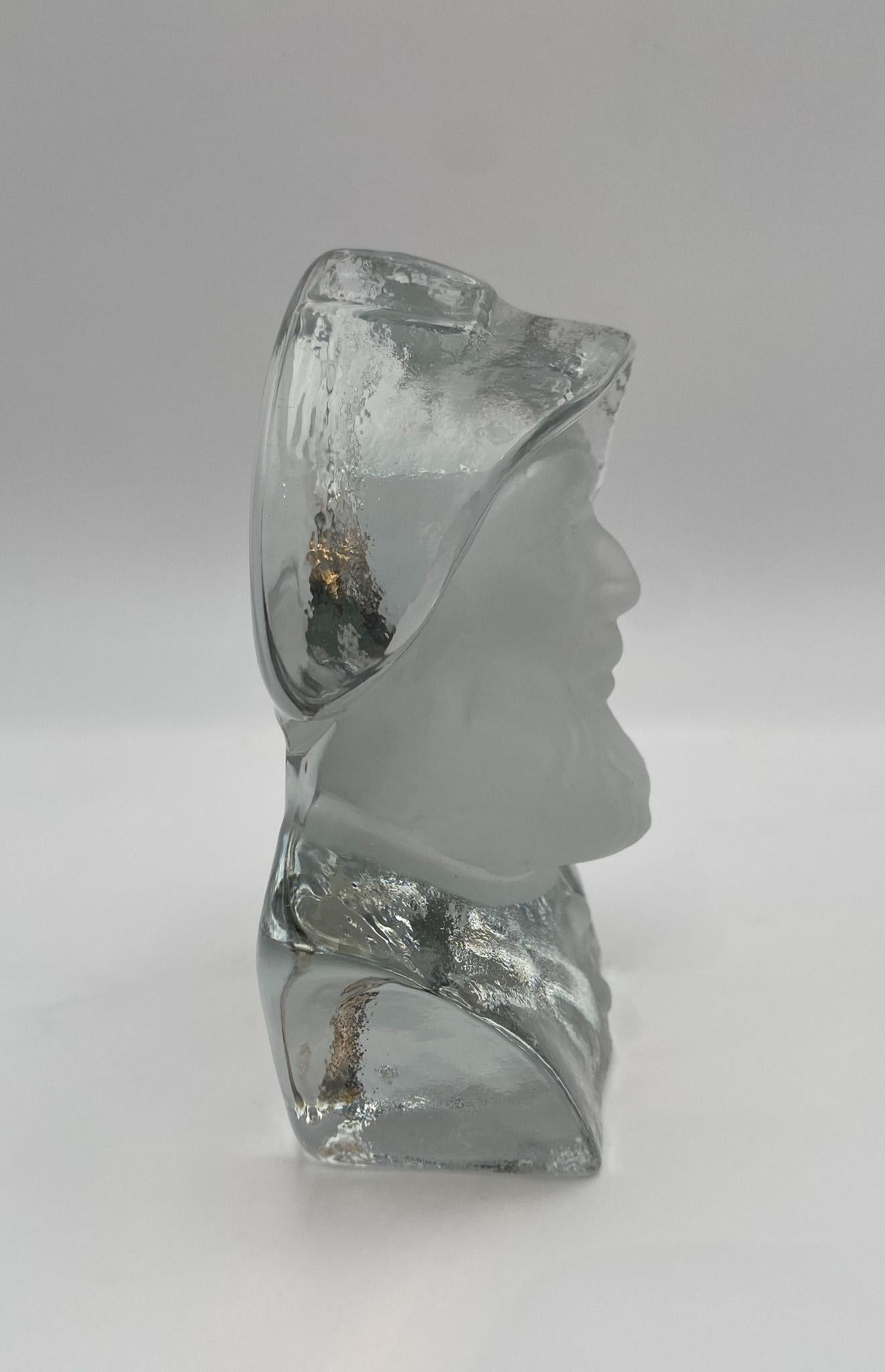 Viking Glass Fischer-Büste-Skulptur, Briefbeschwerer oder Buchstütze, Viking-Glas  Vereinigte Staaten im Zustand „Gut“ im Angebot in Costa Mesa, CA