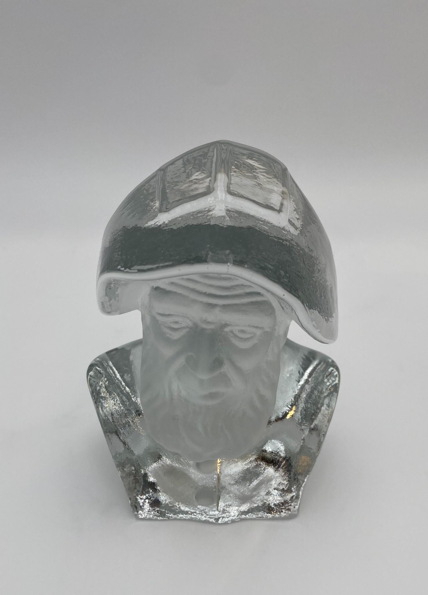 Viking Glass Fisherman Bust Sculpture, Paperweight or Bookend,  United States For Sale 1