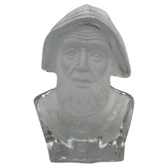 Viking Glass Fisherman Bust Sculpture, Paperweight or Bookend,  United States