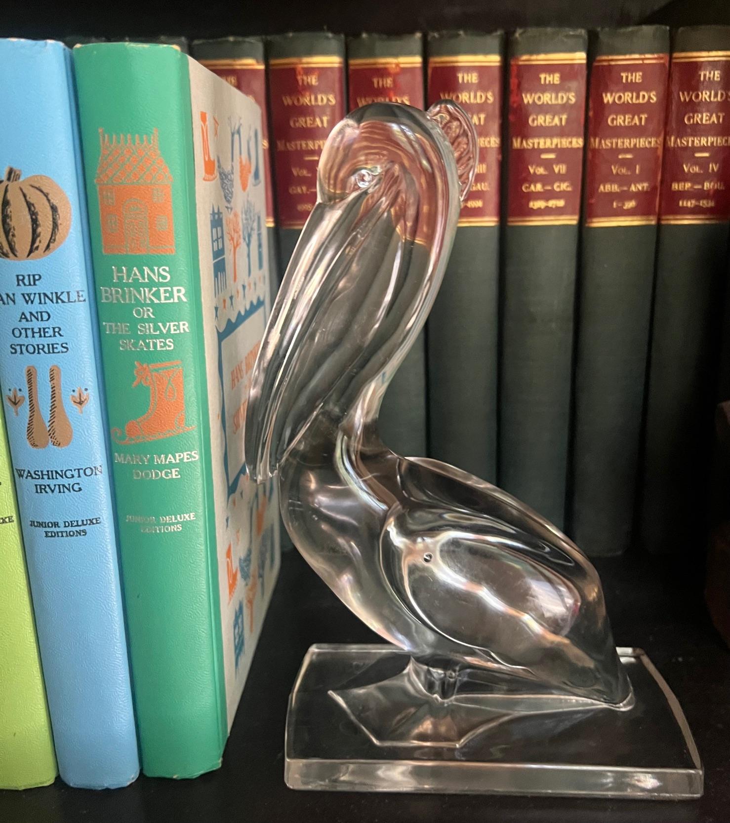 American Viking Glass Pelican Bookends, Set of 2
