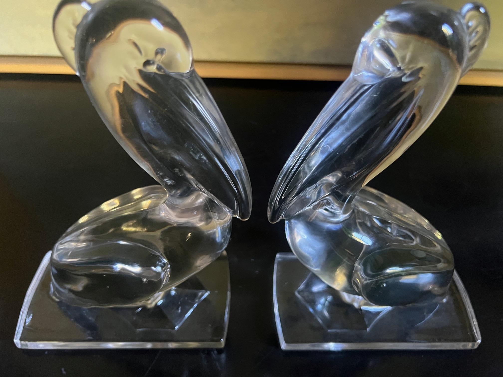 Viking Glass Pelican Bookends, Set of 2 1