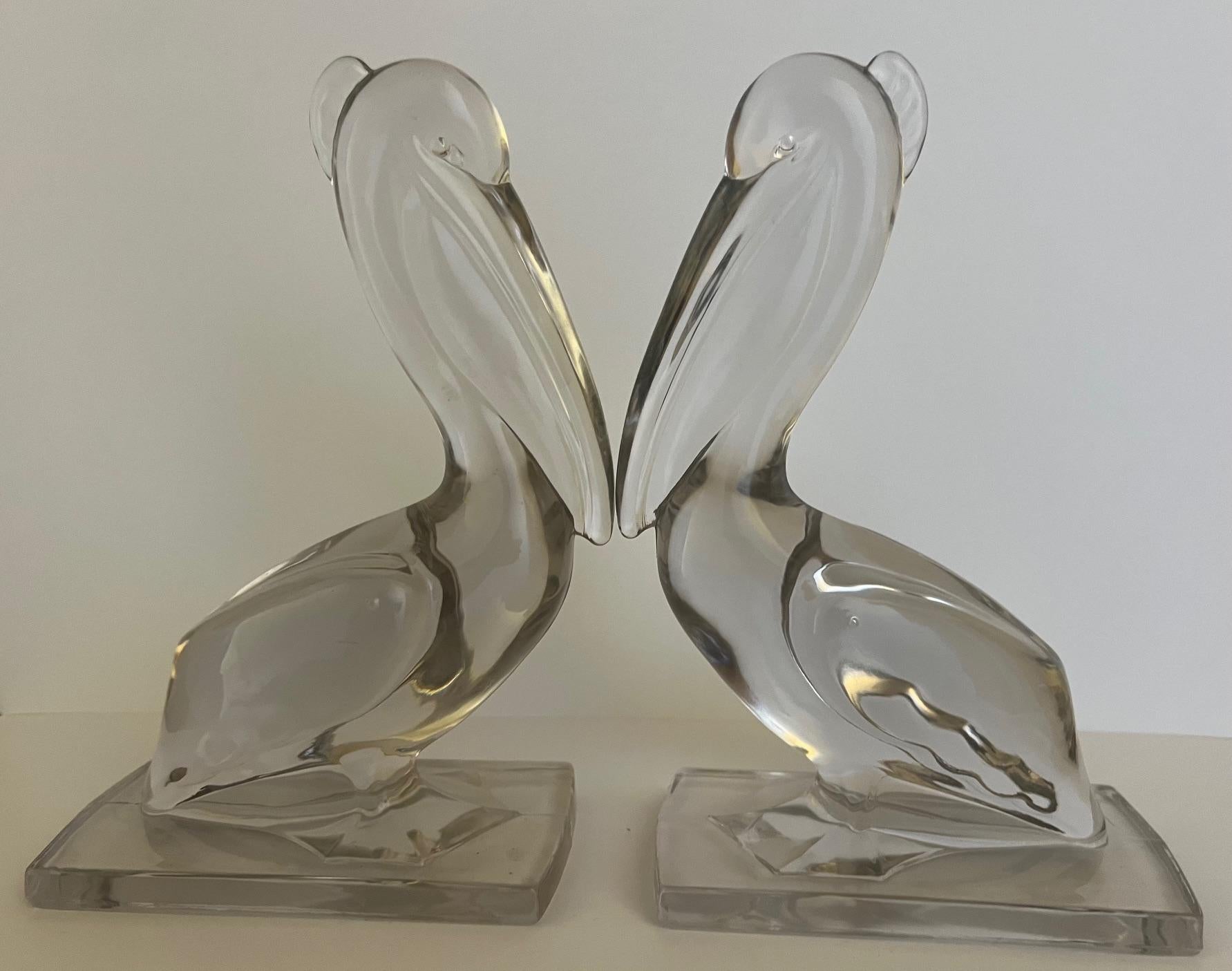 Viking Glass Pelican Bookends, Set of 2 2