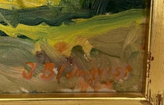 Viking Grave Scandinavian Modern Painting signed Inge Blomqvist 1970's
