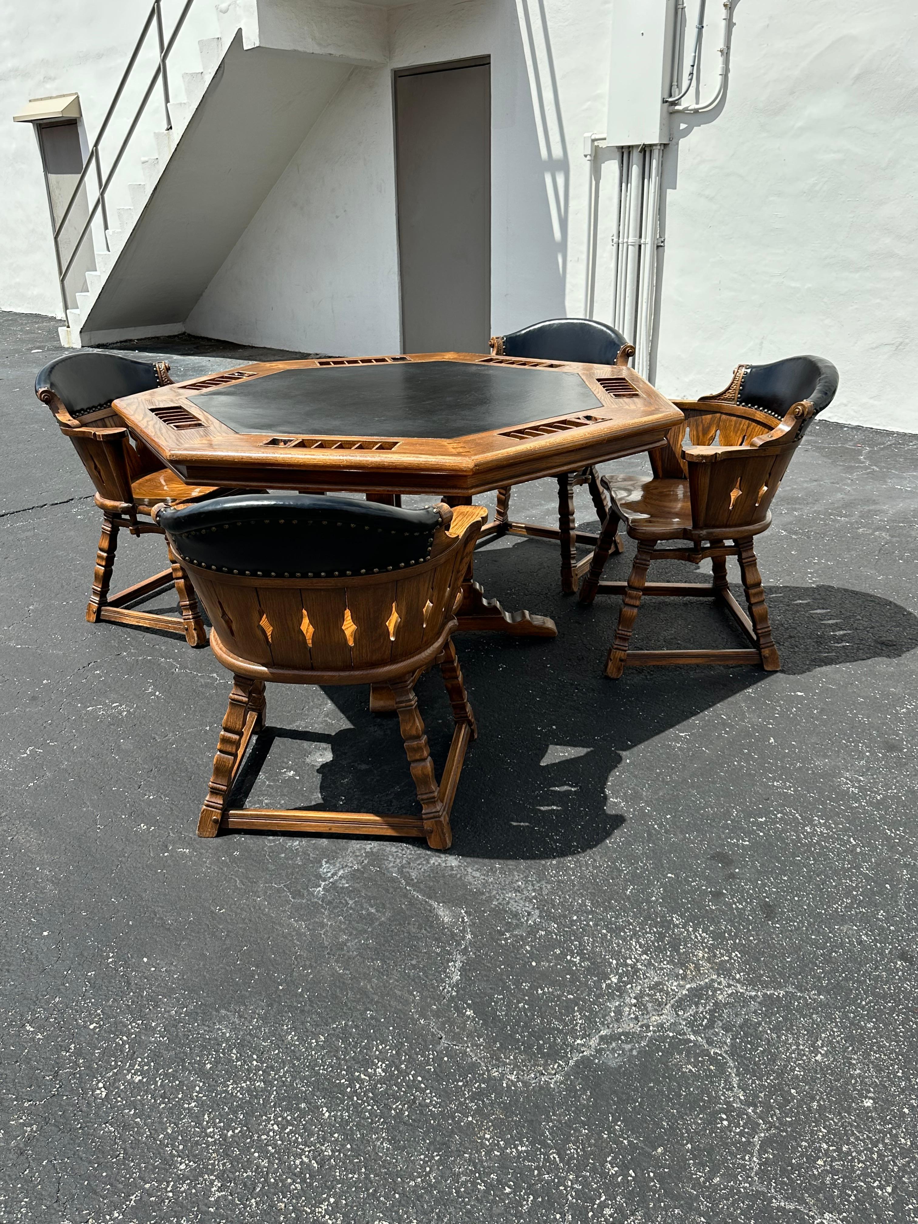 Mid-Century Modern Viking Oak Poker Table
