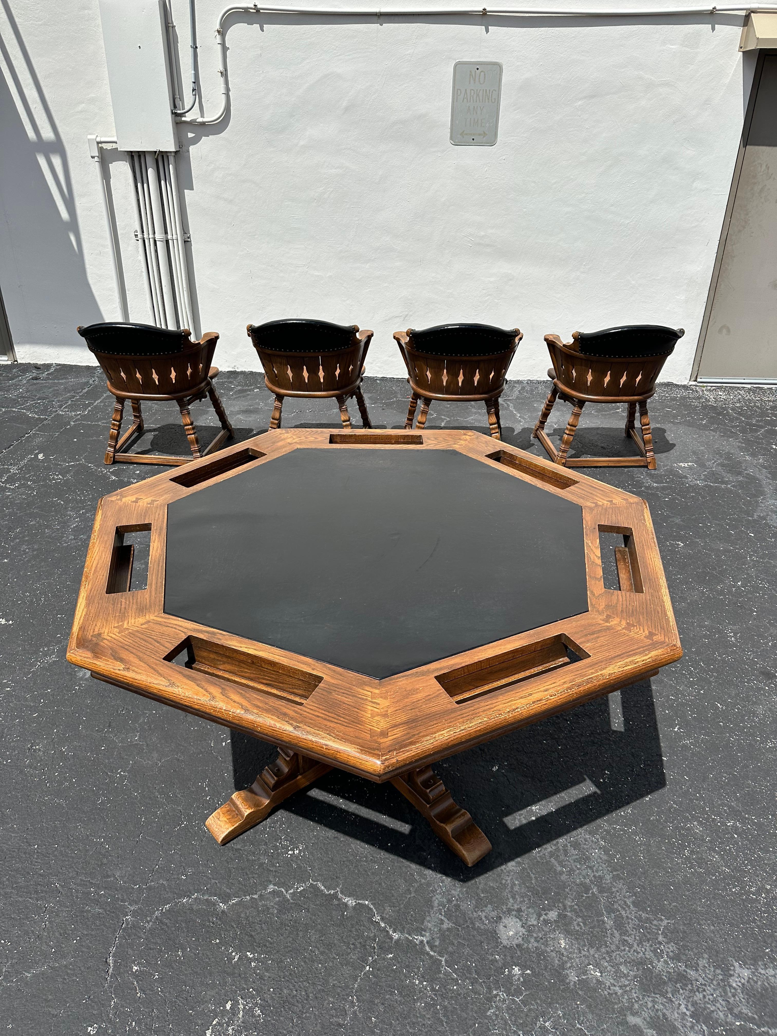 Faux Leather Viking Oak Poker Table