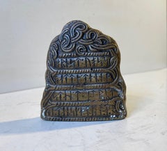 Viking Rune Stone Paperweight in Bronze, Scandinavia, 1950s