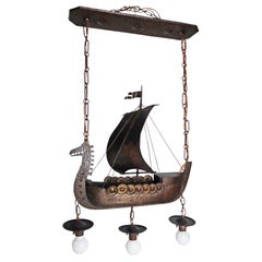 Handgeschmiedetes Viking Ship Drachenboot Art & Craft aus Metall und Bronze, 1900er Jahre