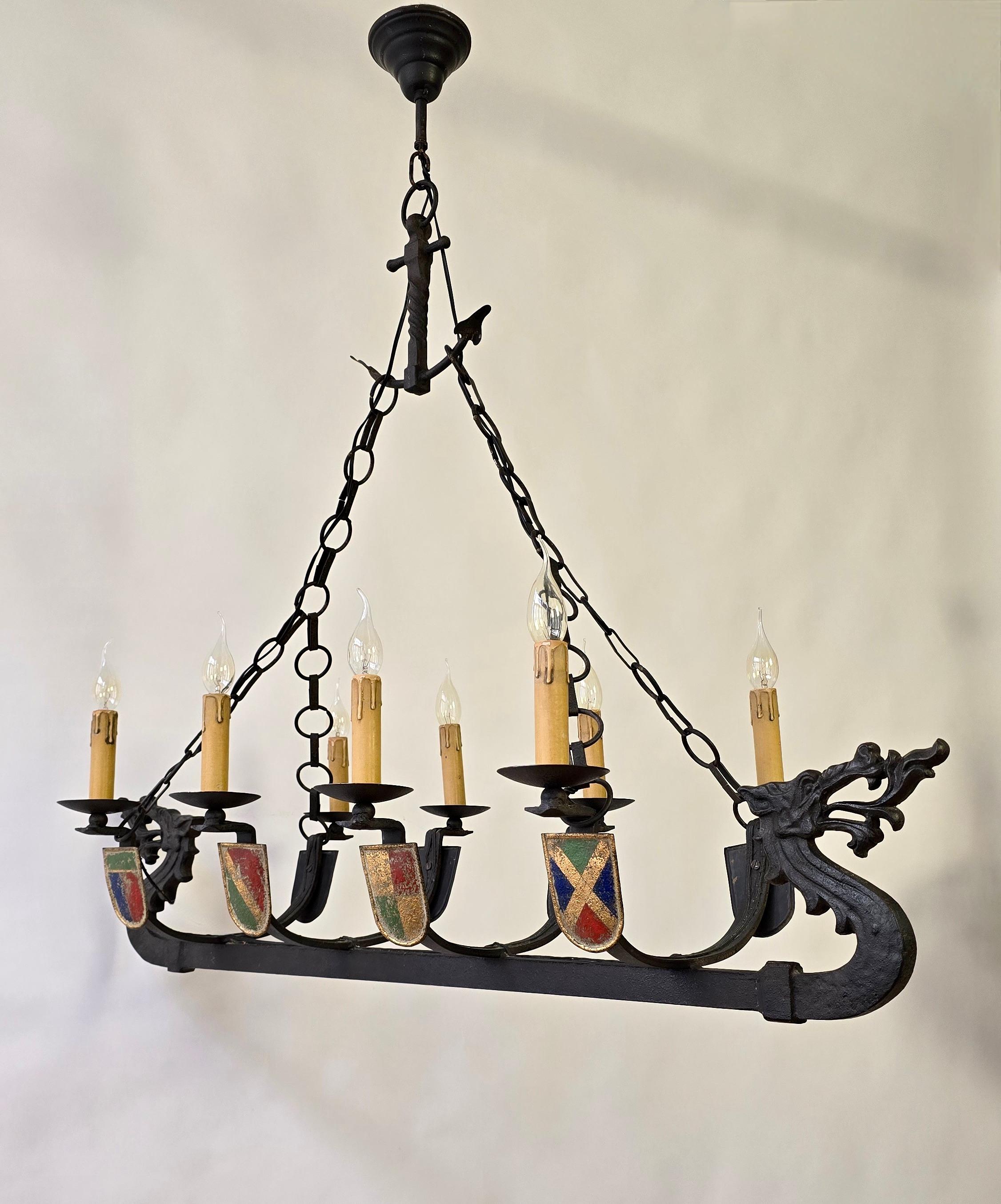 Viking Ship Dragon Boat Chandelier In Good Condition For Sale In Antwerp, BE