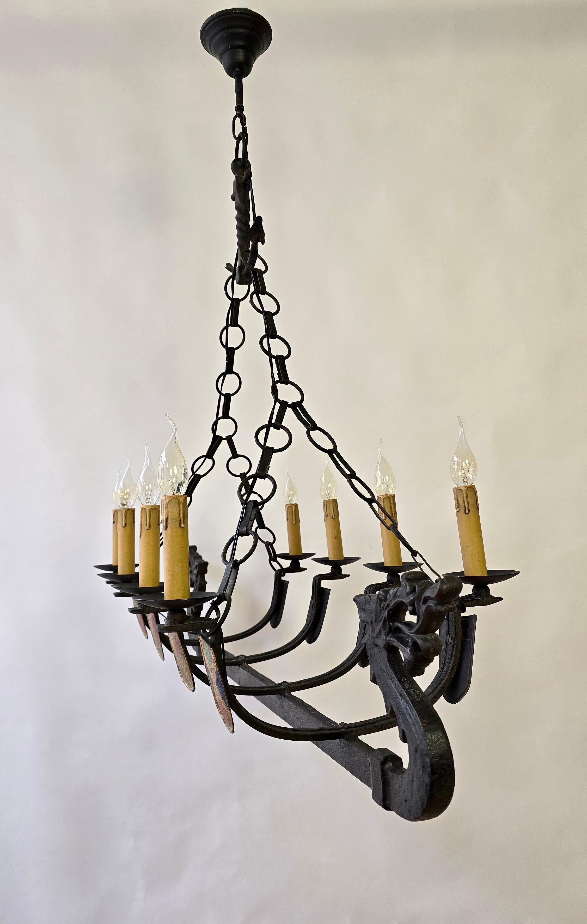 20th Century Viking Ship Dragon Boat Chandelier For Sale