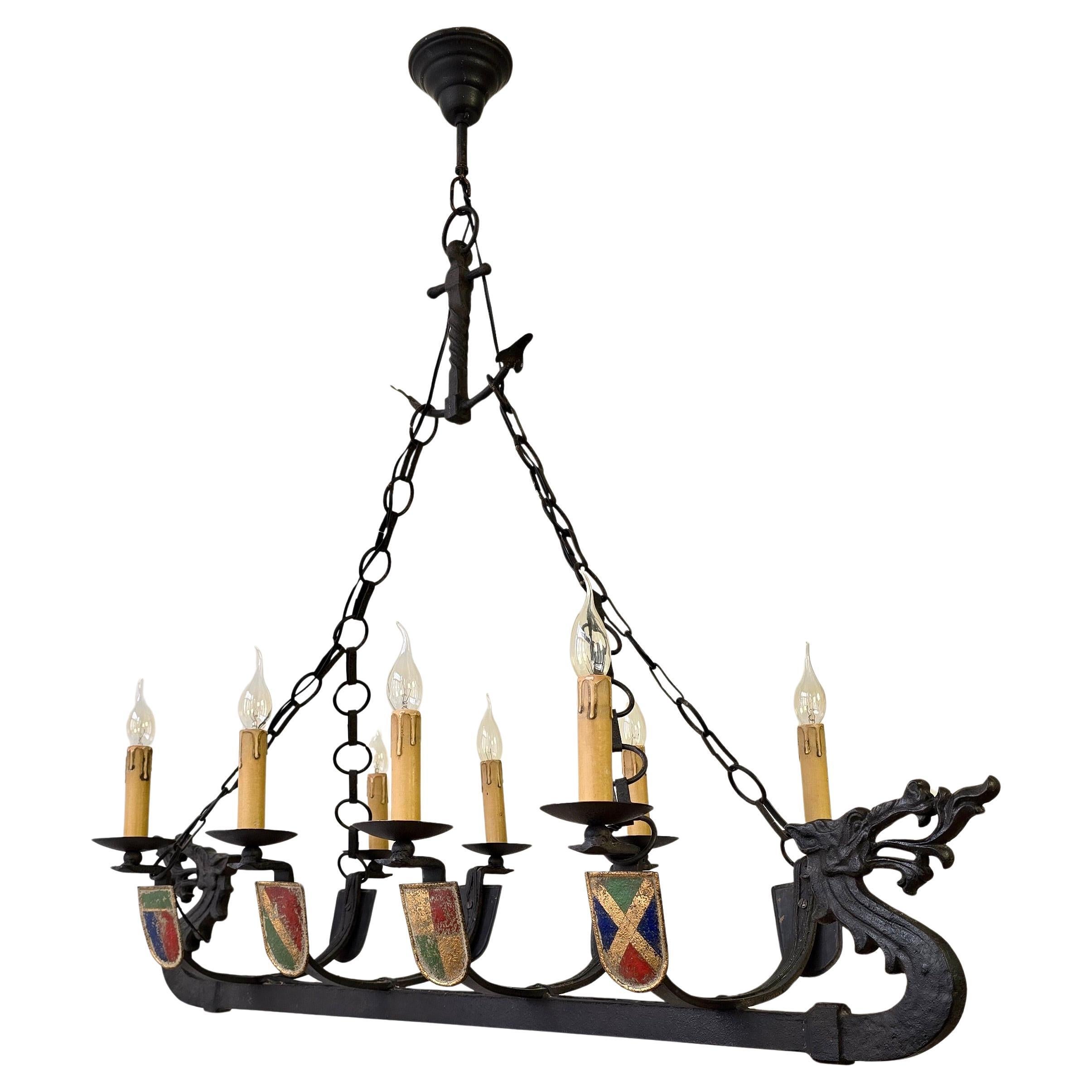 Viking Ship Dragon Boat Chandelier For Sale