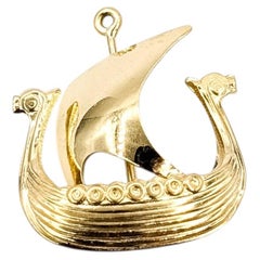Viking Ship Pendant in 14k Yellow Gold