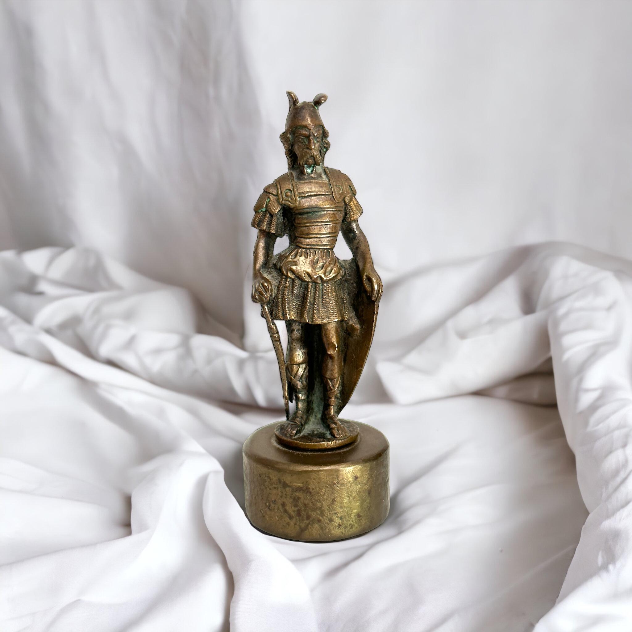 Art Nouveau Viking Soldier Decorative Bronze Statue Sculpture, Vienna Austria 1950s For Sale