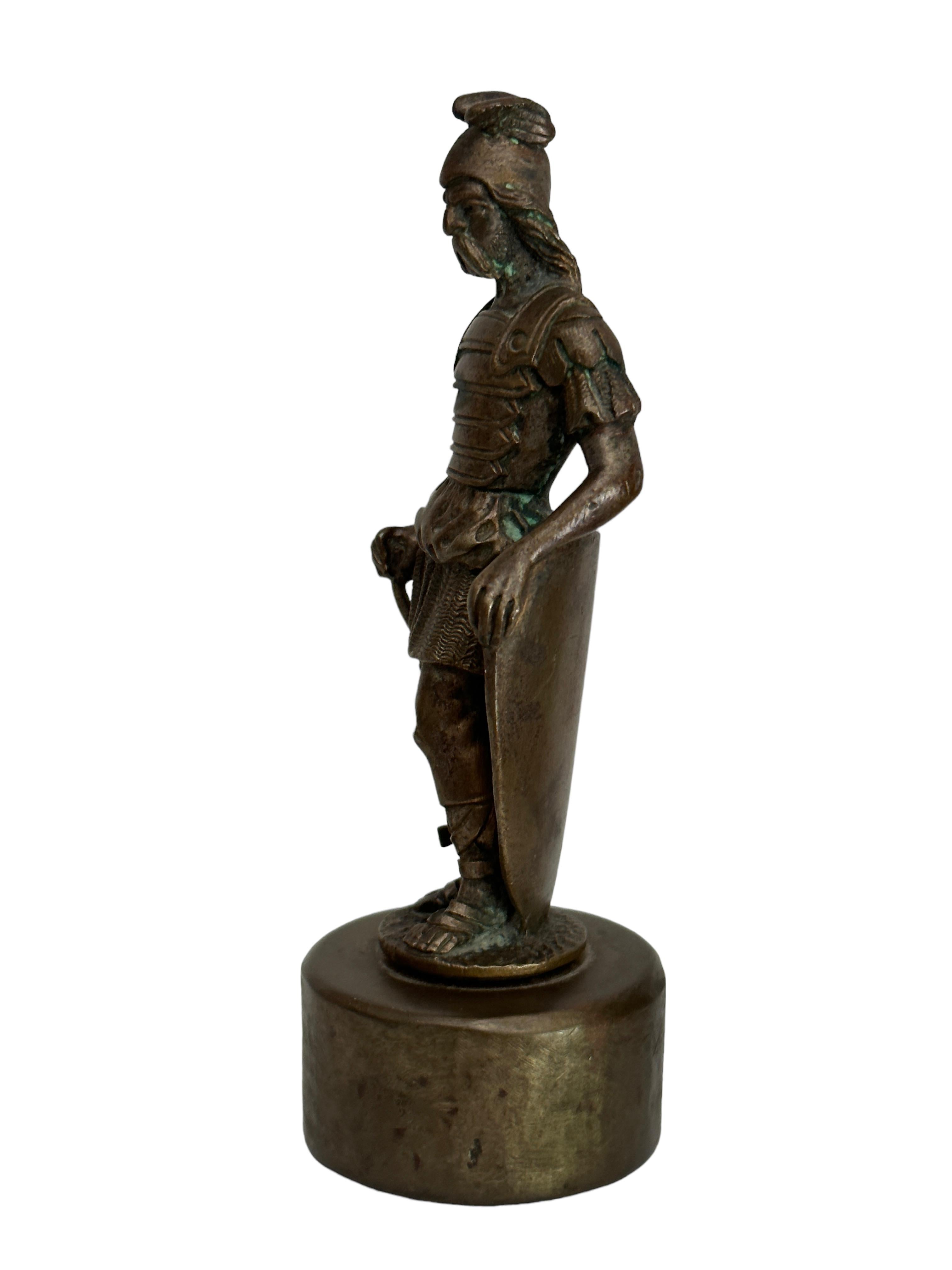 Gilt Viking Soldier Decorative Bronze Statue Sculpture, Vienna Austria 1950s For Sale