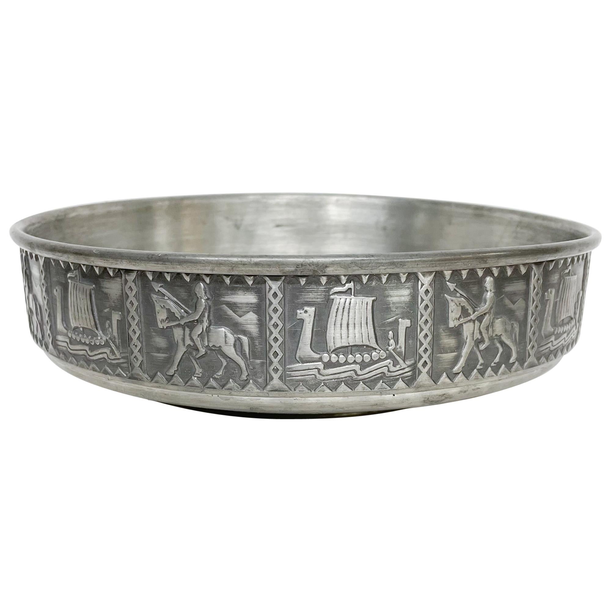 Viking Tinn Pewter Decorative Footed Bowl by Norr NORSK BJ H