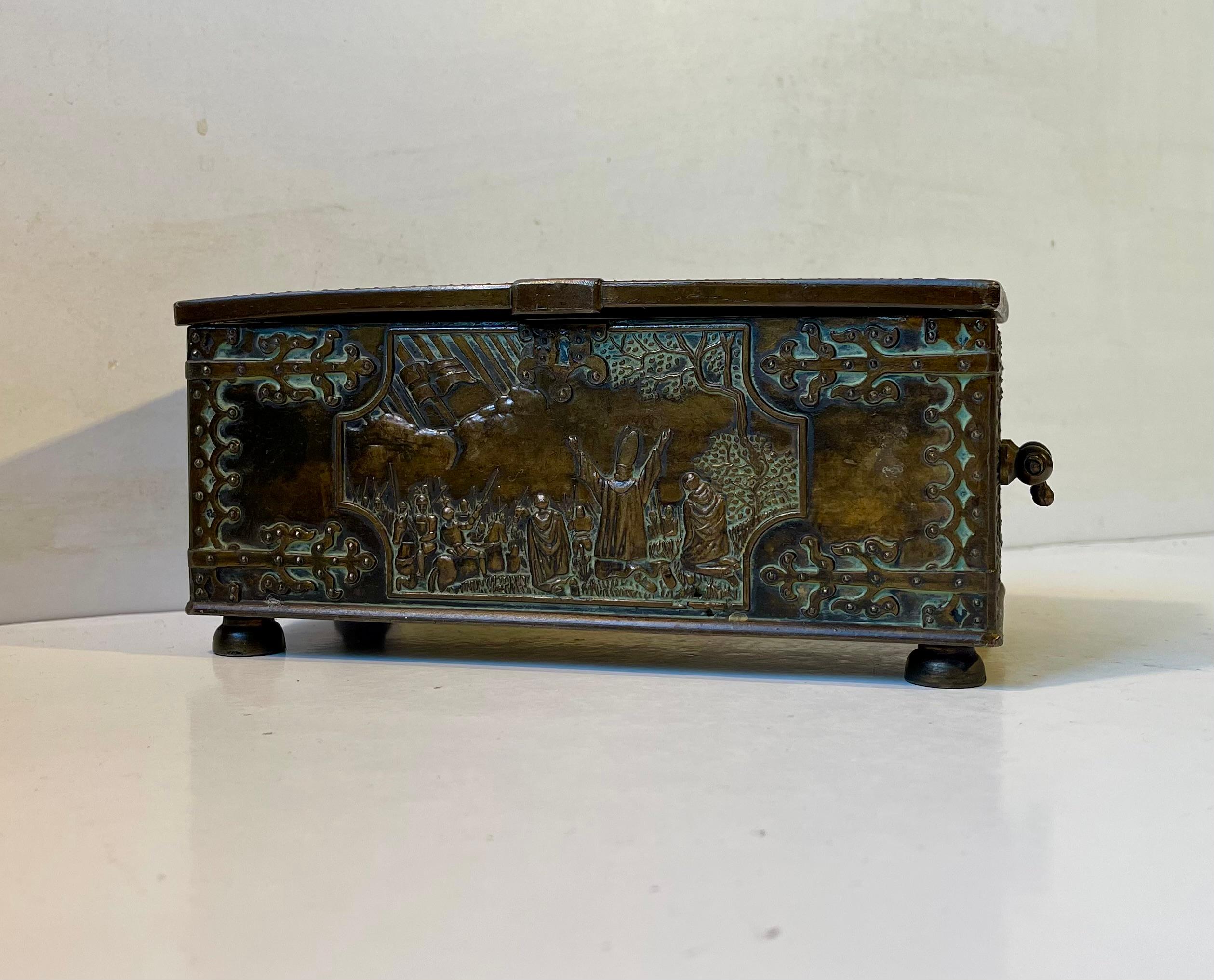 Viking Treasure Chest in Bronze by Edward Aagaard, 1950s 3